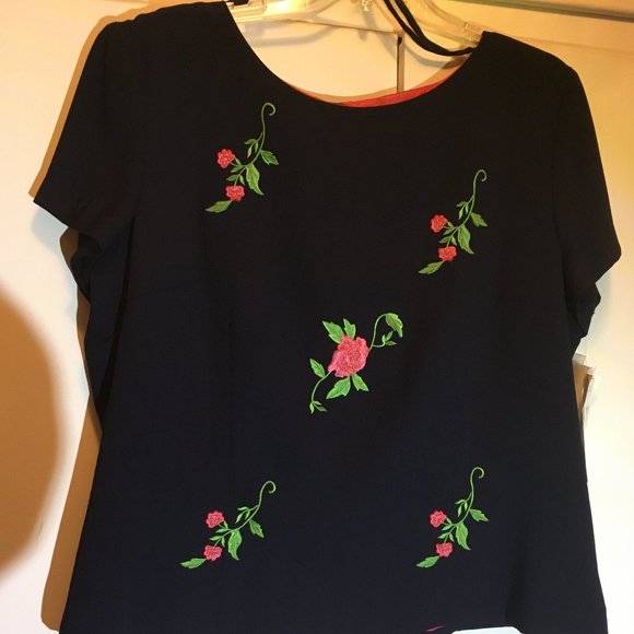 Vintage Positive Attitude Navy Blue 2pc. Pantsuit - Picture 4 of 11